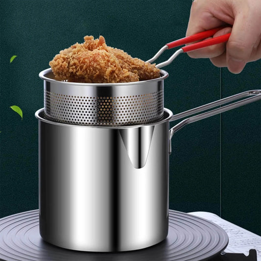 Heavy-Duty Oil Frying Pot with Basket – Crispy, Safe & Easy Cooking 🍟✨
